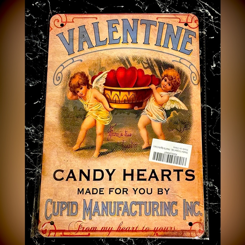 “ Valentine “ victorian vintage metal tin sign